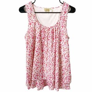 Francesca’s Floral Print Chiffon Flowy Layered Tank Top Women’s Large Sleeveless